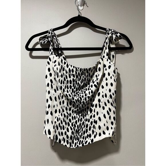 Reformation Women's Cream Black Cheetah Print Ellora Top Size 0 NWOT - Picture 3 of 7